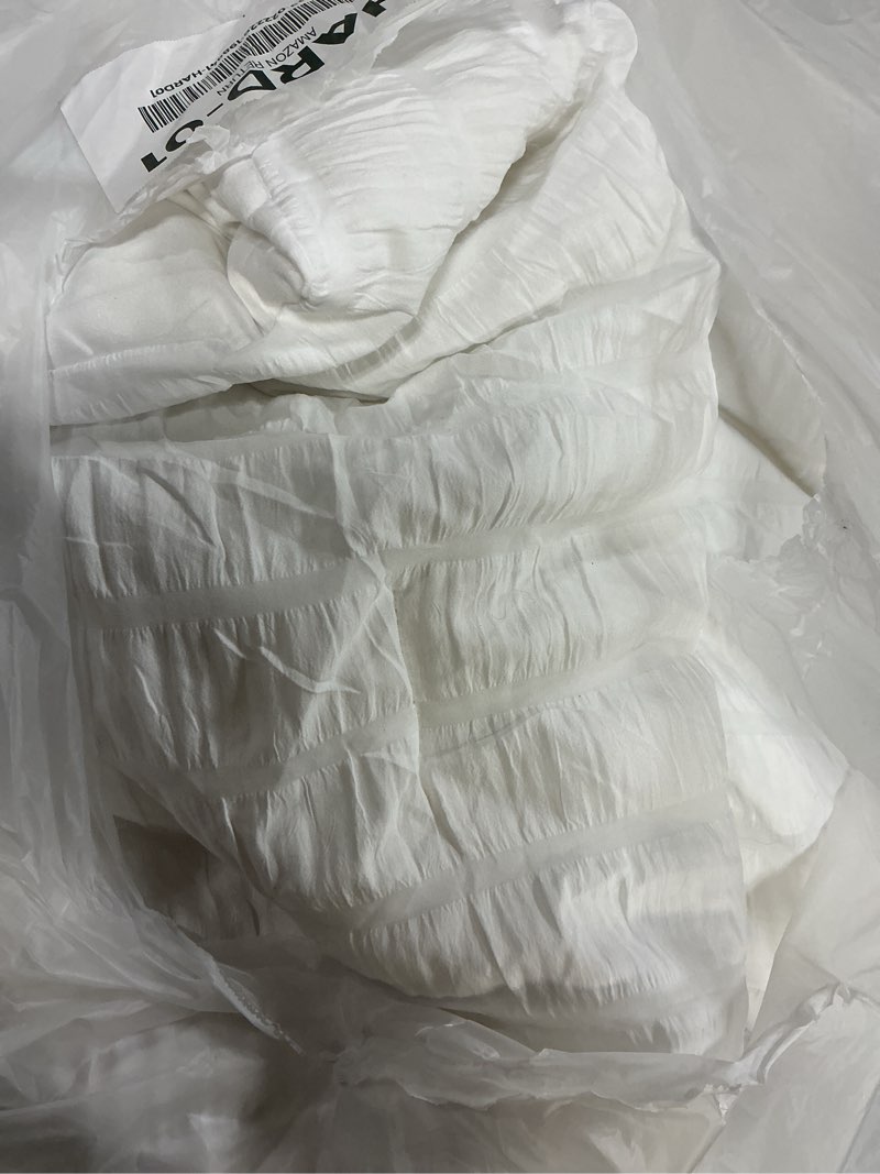 Condition photo showing As Is for White Queen Comforter Set - 3 Pieces Seersucker Lightweight Bedding Comforter Sets (1 Soft Fluffy Comforter & 2 Pillowcases) - All Seasons Cozy Modern Bed Sets 01white Queen (90''*90'')