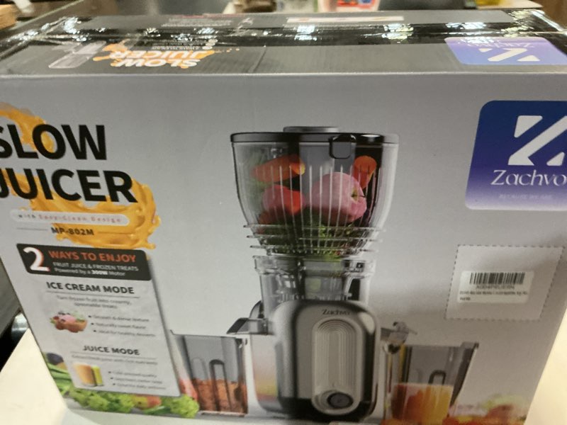 Condition photo showing New/Like New for Cold Press Juicer Machines, 5.8" Large Feed Chute Slow Masticating Juice Maker for Whole Vegetable and Fruit, Easy to Clean, 300W High Juice Yield - MP-802M (Black) Dark Grey