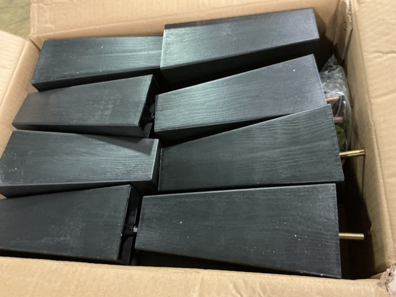 Condition photo showing Good Condition for TURSTIN 8 Pack 5.7 Inch Furniture Legs Plastic Sofa Couch Legs Square Tapered Feet Sofa Legs with M8 T-Nuts Screws for Legs Sofas Chairs Cabinets Dressers Beds, Black 5.7 Inches 8