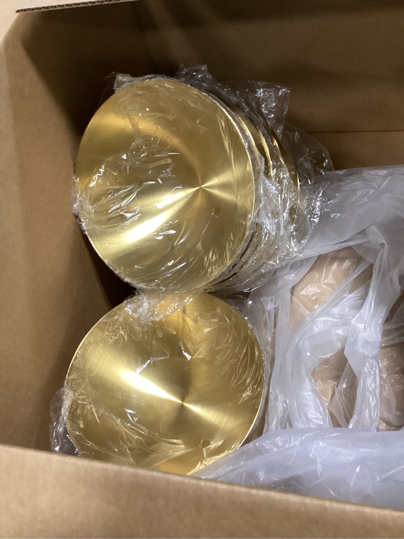 Condition photo showing Good Condition for nuogo 7 pcs gold bowls 9.8 inch stainless steel mixing bowls decorative esthetician bowl for facial metal serving bowl for holiday birthday party wedding baking prepping salad fruit soup 9.8 inch gold 7