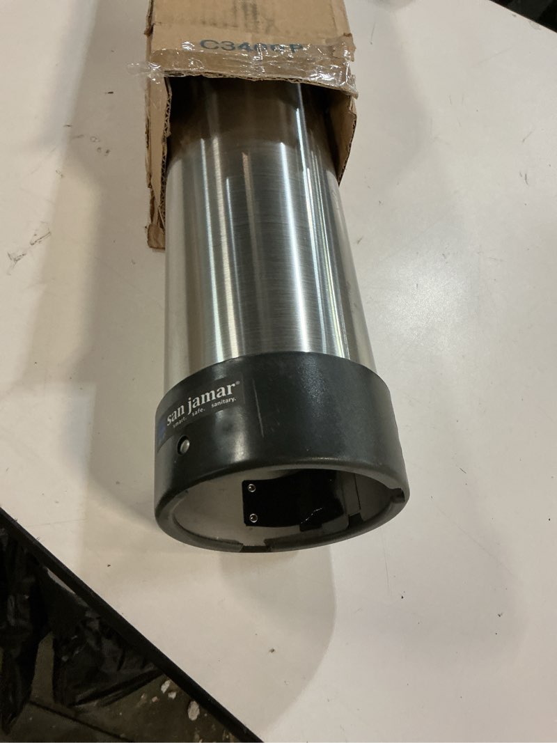 Condition photo showing Good Condition for San Jamar Pull-Type Cup Dispenser 12-24 Oz. Cups for Restaurants, Home, and Office, Plastic, 23.5 Inches, Silver 12-24 Ounces