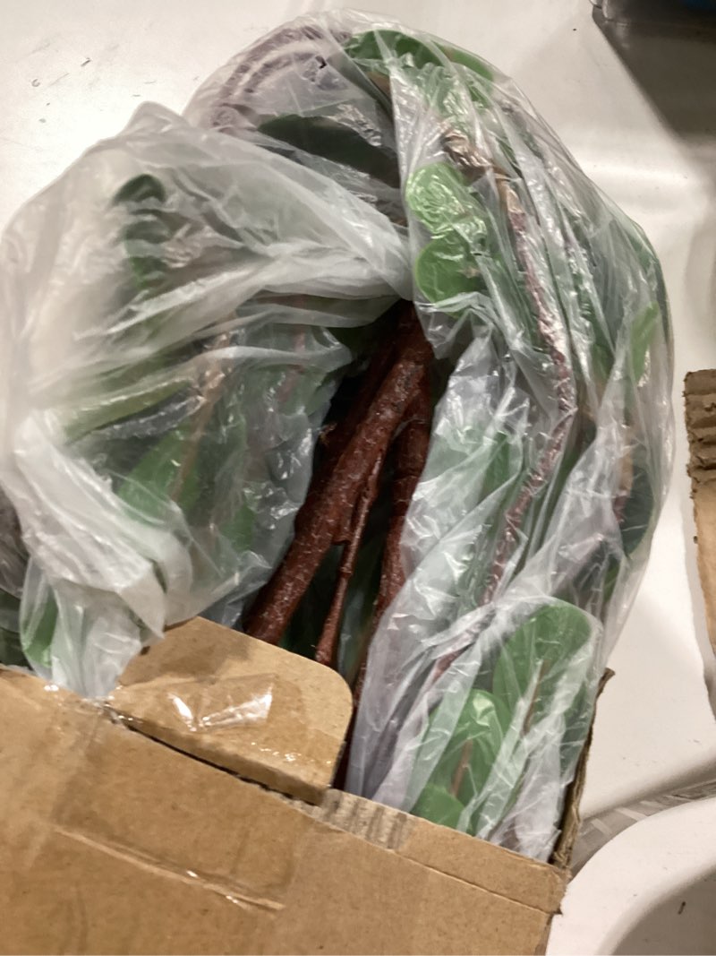 Condition photo showing Good Condition for 4 pcs artificial ficus branches faux eucalyptus stems, 47.2 inch fake greenery stems artificial plants for vase filler decoration, fake leaves branches centerpieces decor 4 pcs green