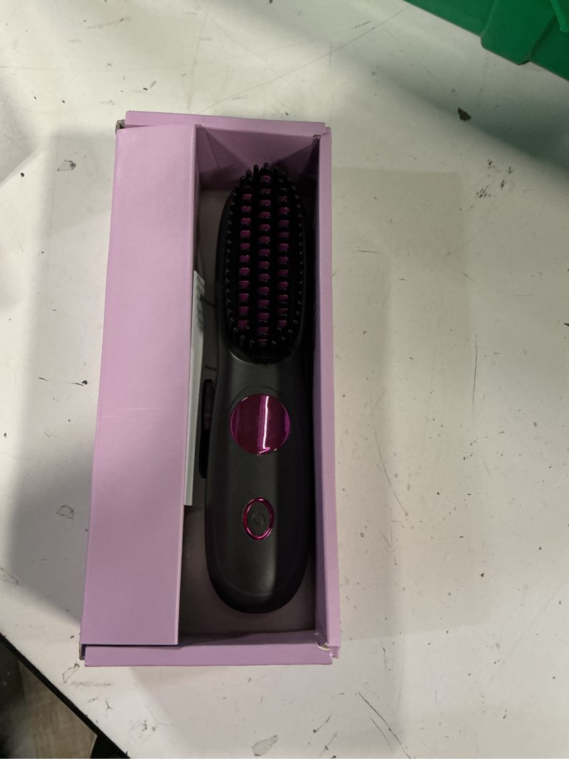 Condition photo showing Good Condition for go brush pro,2026 new cordless straight hair brush, portable scald-proof mini straight hair comb with three temperature settings and led display screen, quickly heating travel hair brush (dark black)