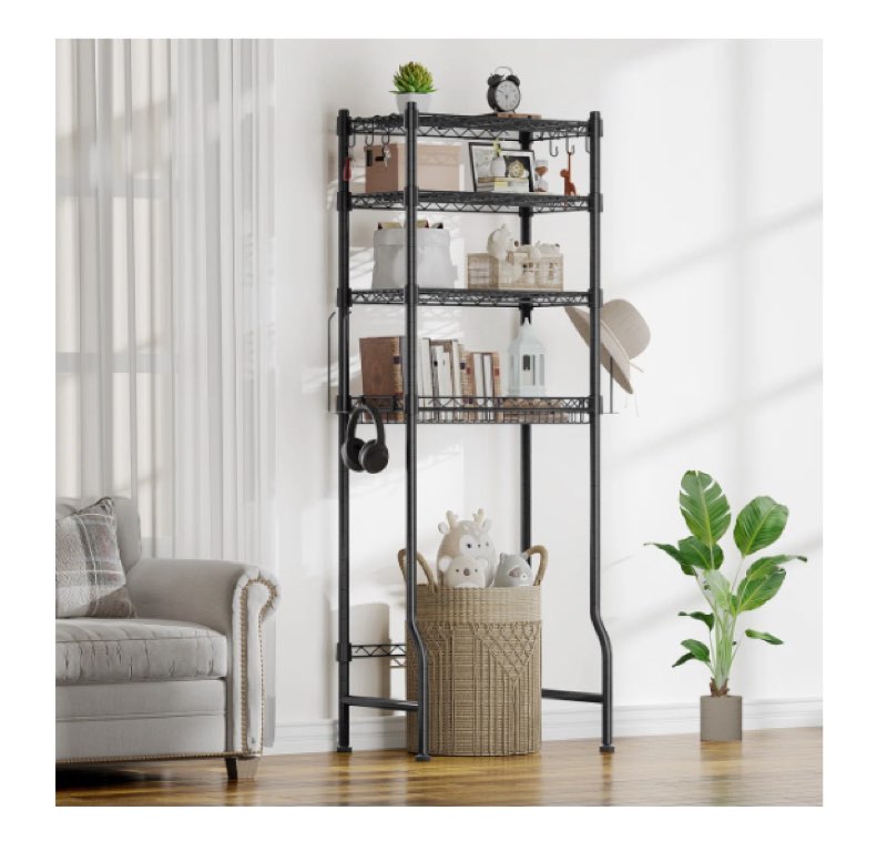 Ronaya Metal Adjustable Over the Toilet Storage, 4-Tier Freestanding Bathroom Storage Shelf