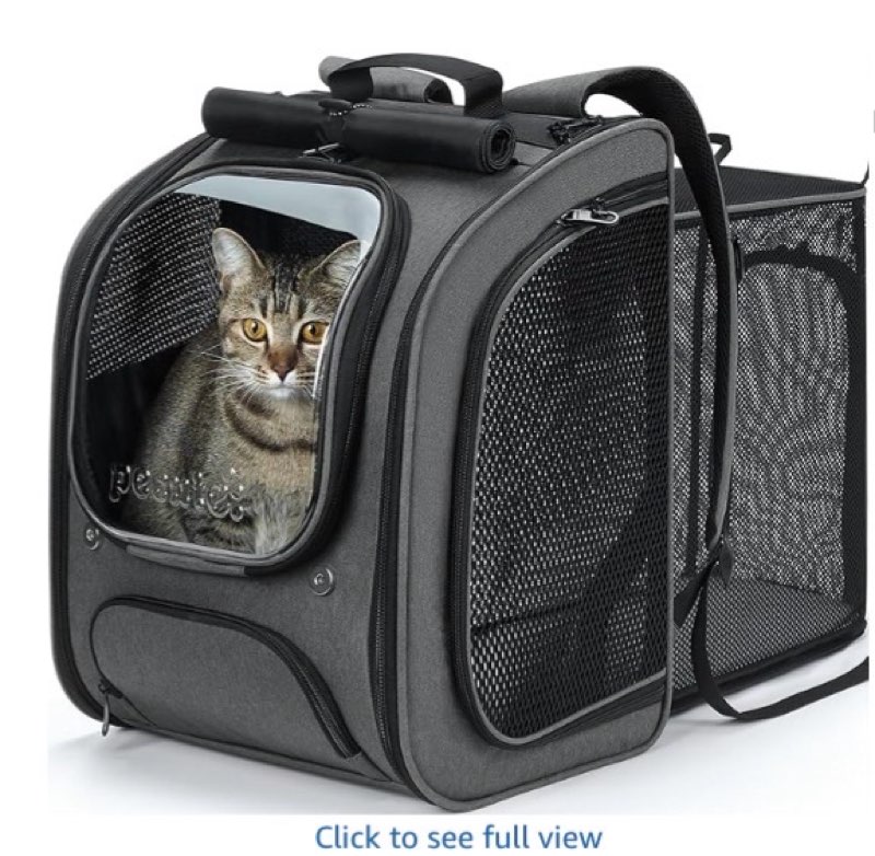 Pecute pet expandable backpack carrier with mesh window (color may vary)
