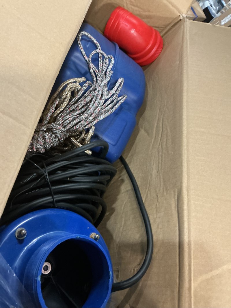 Condition photo showing As Is for 15000 gph pond fountain aerator - fully automatic 110v, 750w (1hp) floating pumps and pond aerator for large and small outdoor ponds and lakes - pountain aerator with 100ft power cord (silver) sliver