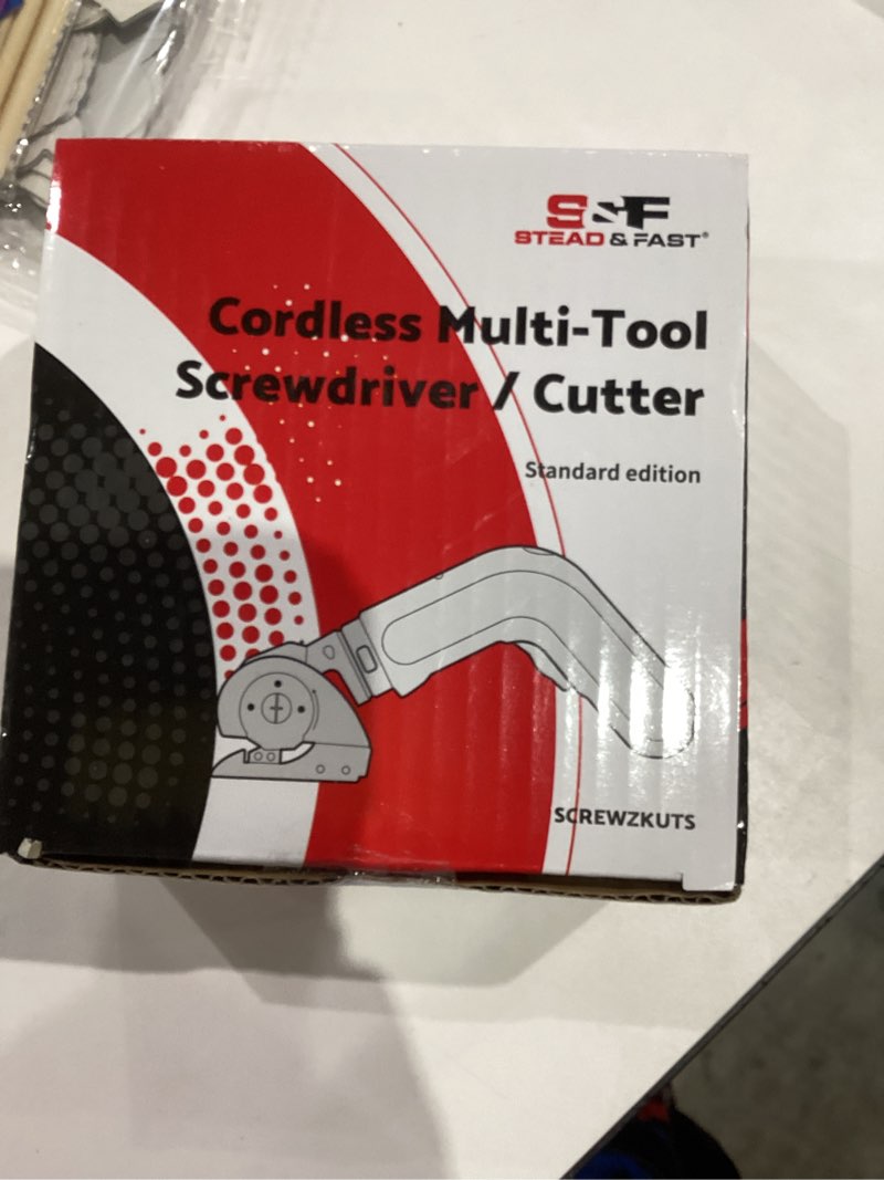 Condition photo showing New/Like New for S&F STEAD & FAST Electric Cardboard Cutter Tool 4V, Cordless Electric Scissors for Box, Fabric, Carpet, Power Cutter with Charger, 2 blades included