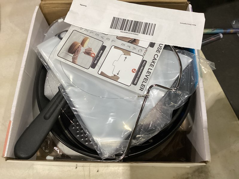 Condition photo showing Good Condition for rfaqk 100pcs cake pan sets for baking + cake decorating supplies: 3 non-stick springform pans set (4, 7, 9 inches), icing tips, cake leveler – multi-functional leak-proof cheesecake pan & ebook