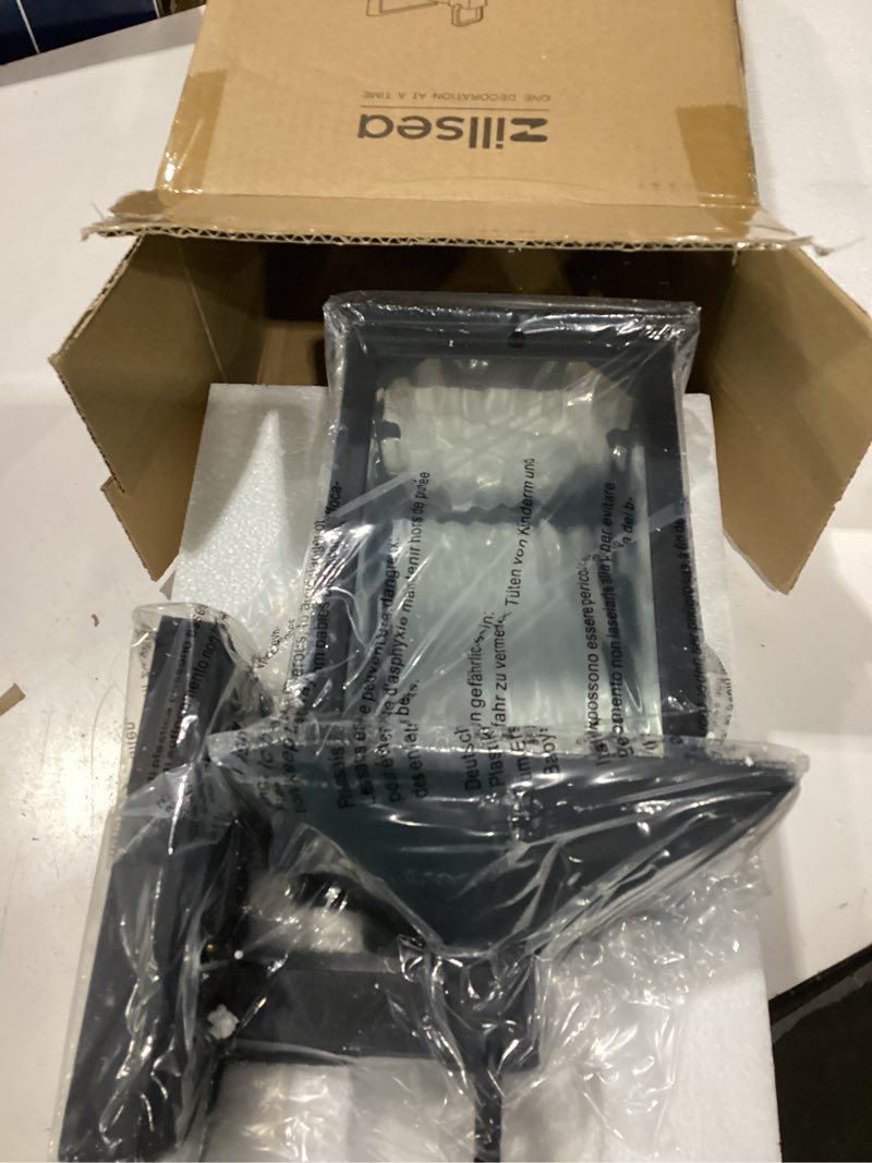 Condition photo showing Good Condition for 12'' outdoor porch light, matte black outdoor wall lantern with water ripple glass, exterior lighting fixture wall mount for house, front door, garage, rustproof waterproof, bulb not included