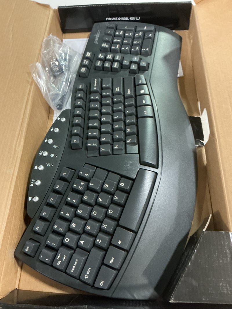 Condition photo showing As Is for Perixx Periboard-612B Wireless Ergonomic Split Keyboard with Dual Mode 2.4G and Bluetooth Feature, Compatible with Windows 10 and Mac OS X System, Black, US English Layout Black Wireless Black