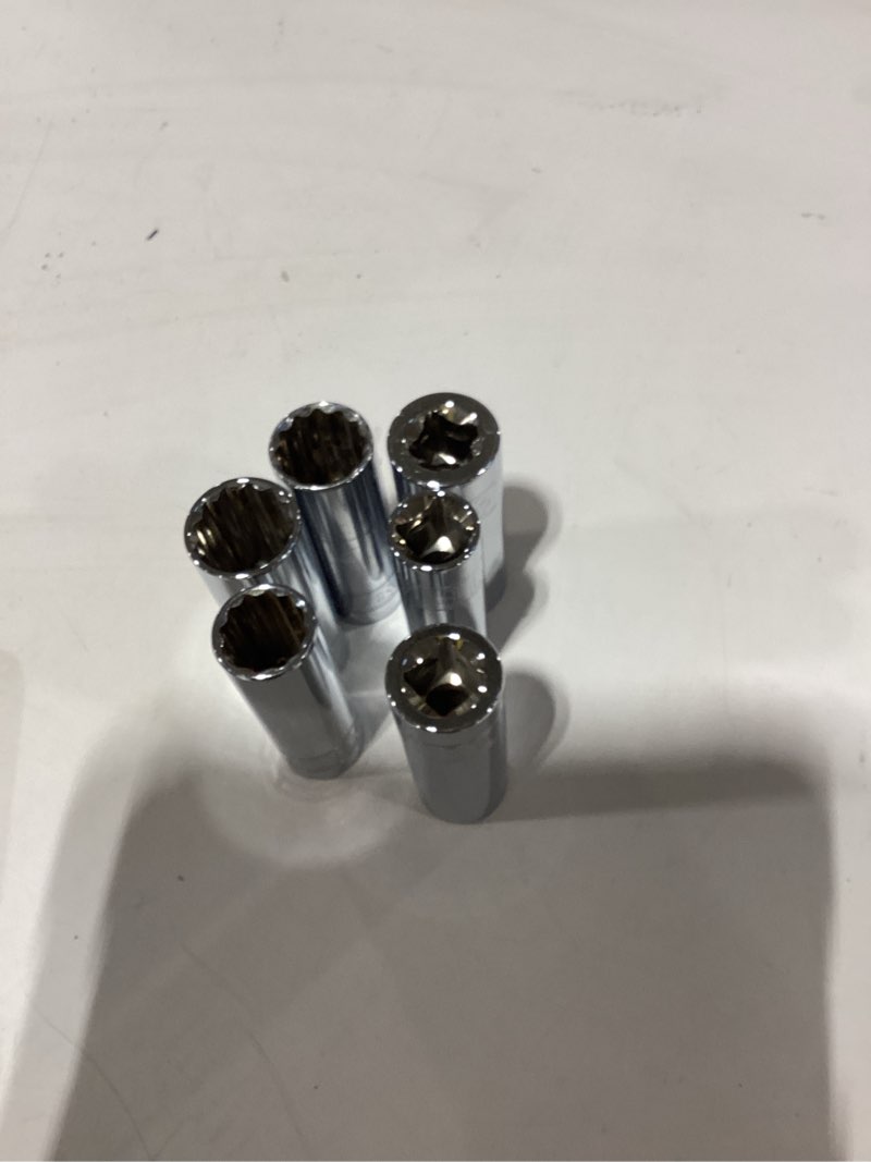 Condition photo showing As Is for 1/4” Drive SAE Socket Set, 11PCS Deep Hex Socket Set (3/16”-9/16”), Cover Most Commonly Sizes, Chrome Vanadium Steel with 3/8”F to 1/4”M Socket Adapter 1/4-6PT-11PC