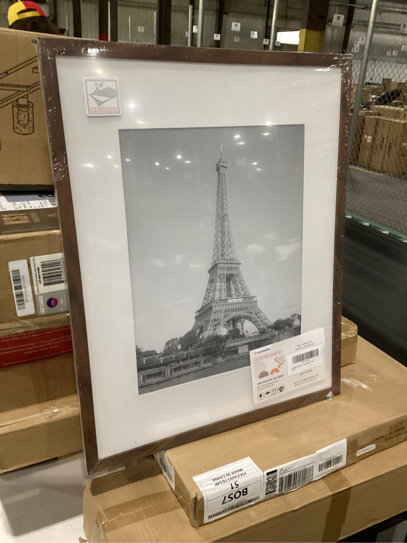 Condition photo showing New/Like New for upsimples 16x20 Picture Frame, Display Pictures 11x14 with Mat or 16 x 20 Without, Wall Hanging Poster Frame, Brown, 1 Pack Brown 16x20