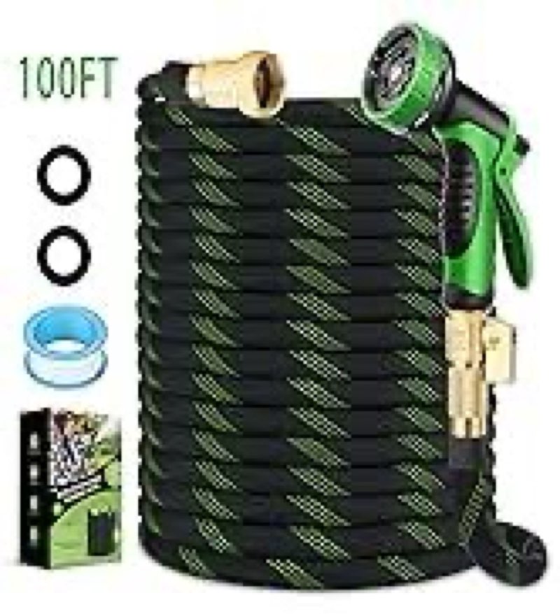 flexisolve non-expandable garden hose 150 ft, ultra lightweight & flexible water hose with 10-patter