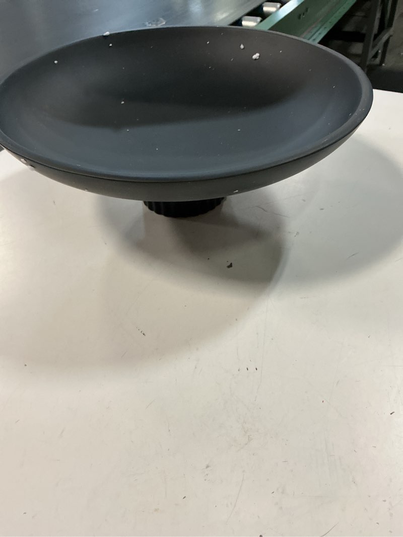 Condition photo showing New/Like New for kivy concrete fruit bowl for kitchen counter - large decorative bowl for home decor - black pedestal bowl - decorative bowls for home decor - black kitchen island decor black ribbed