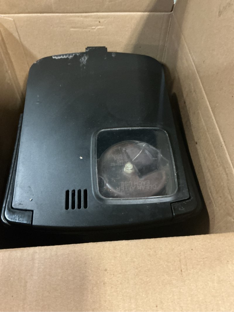 Condition photo showing As Is for cuisinart automatic grind & brew 12-cup coffee maker with blade grinder, programmable coffee machine glass carafe with 1-4 cup setting, brew pause, grind-off option, dgb-400nas, black/stainless steel 12-cup glass automatic grind & brew black/stainless