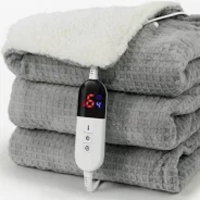 Heated Blanket Electric Throw, 50"X60" Heating Blanket Waffle with 12 Heat Levels, Fast Heating Blan