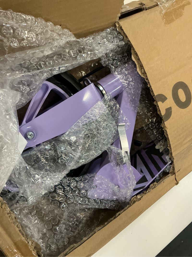 Condition photo showing As Is for scooters for kids 8-12, teens & adults - lightweight, foldable, 8-inch big wheels, hand brake & bell, 4 adjustable height levels, 240 lbs max load, perfect for school, campus and park rides purple
