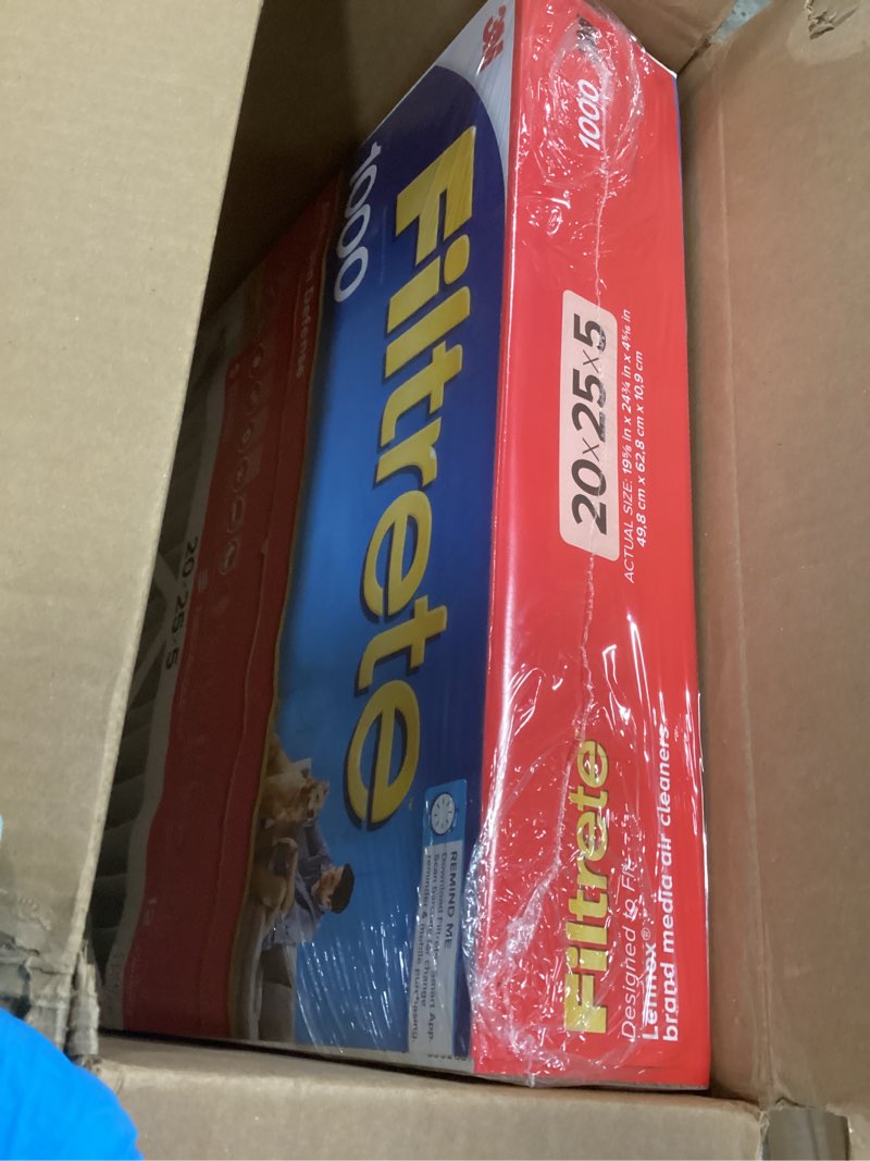 Condition photo showing Good Condition for Filtrete 20x25x5 AC Furnace Air Filter, MPR 1000, MERV 11, Fits Lennox Devices, Allergen Defense, Electrostatic Air Cleaning Filter, 1-Pack (actual size 19.63 x 24.75 x 4.31 in)