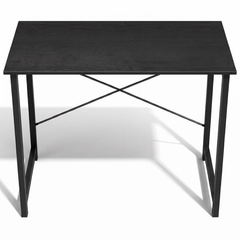 edx small computer desk 31 inch writing desk with storage bag iron hook metal frame for home, black