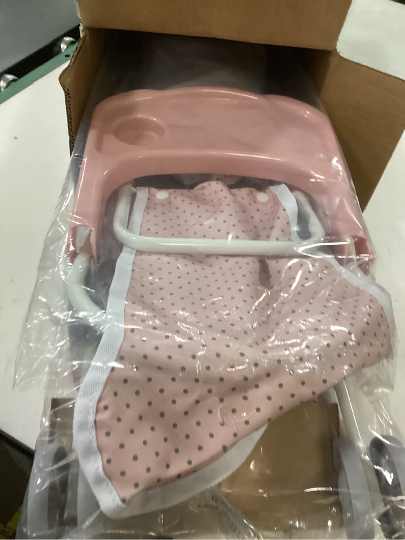 Condition photo showing New/Like New for Olivia's Little World Polka Dot Princess Baby Doll 3pc Nursery Set - Crib, High Chair & Stroller, Pink & Gray Pink/Gray