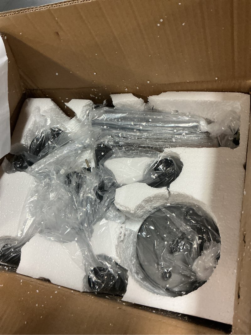 Condition photo showing Good Condition for Black Crystal Chandeliers for Dining Room, 18.7" Drum Modern Farmhouse Chandelier, 5-Light Modern Water Ripple Glass Light Fixtures for Kitchen, Island, Bedroom 5-Light Black