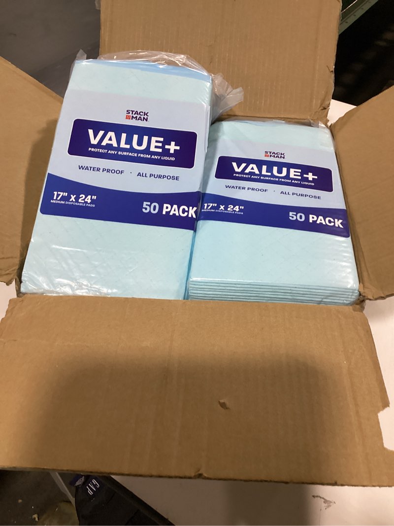 Condition photo showing Good Condition for Chucks Pads Disposable [100-Pack] Adult Incontinence Underpads 23"x 36" Large Absorbent Fluff Protective Bed Pads, Toddler Mattress Pads - Pee Pads for Pets, Kids & Adults - Dog & Puppy Training Pads