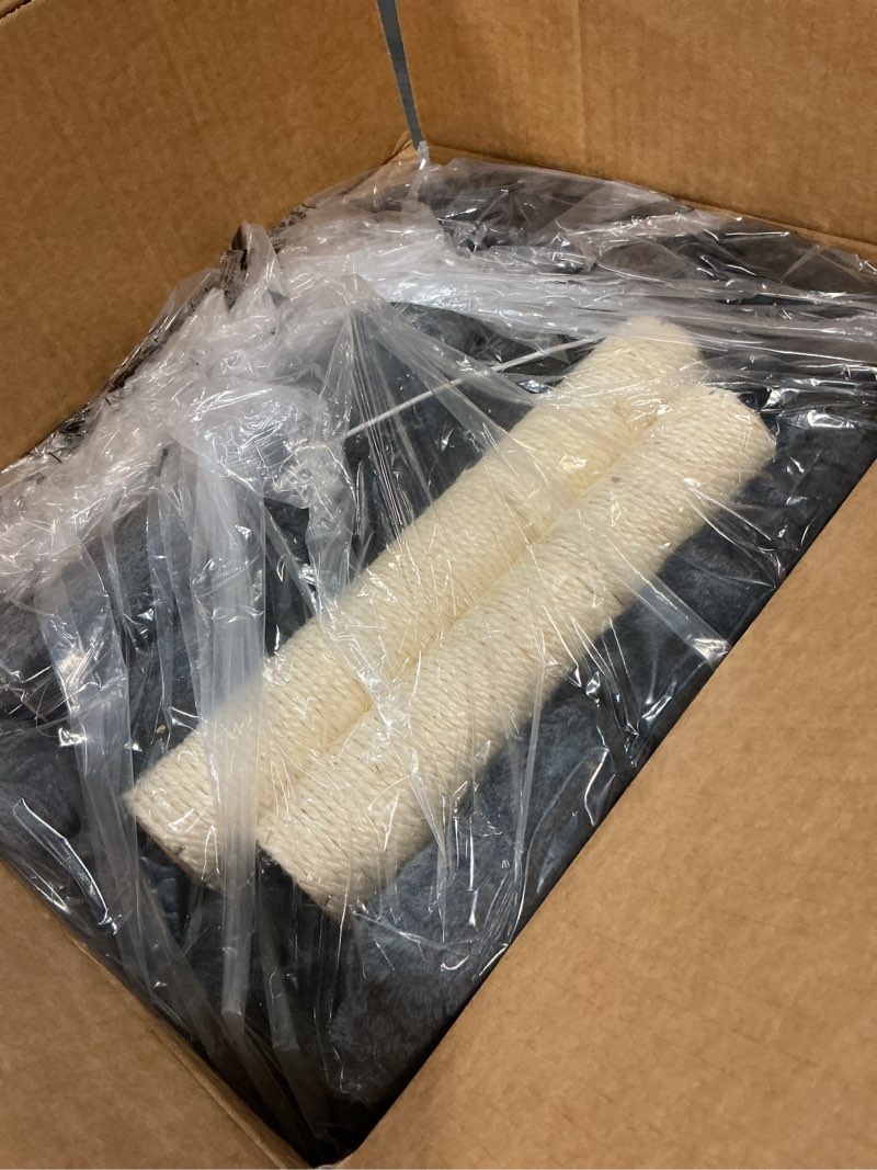 Condition photo showing Good Condition for syandlvy small cat tree for indoor cats, activity cat tower with scratching post for kittens, cat condo & furniture with basket & hanging ball for play rest smoky top perch with basket