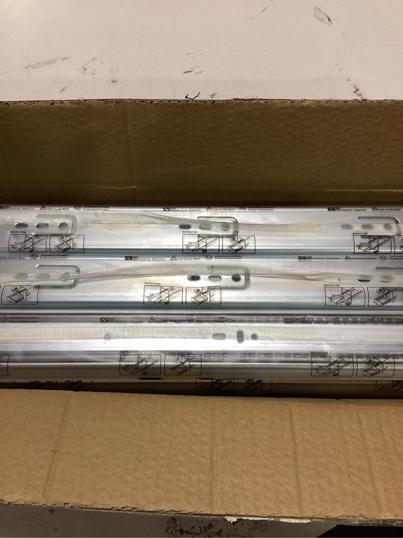 Condition photo showing As Is for 20 inch ball bearing drawer slides 6 pairs (12pcs) - 100lb capacity, full extension side mount slides for kitchen cabinets, wardrobes, office furniture (silver 20inch) silver 20 inch