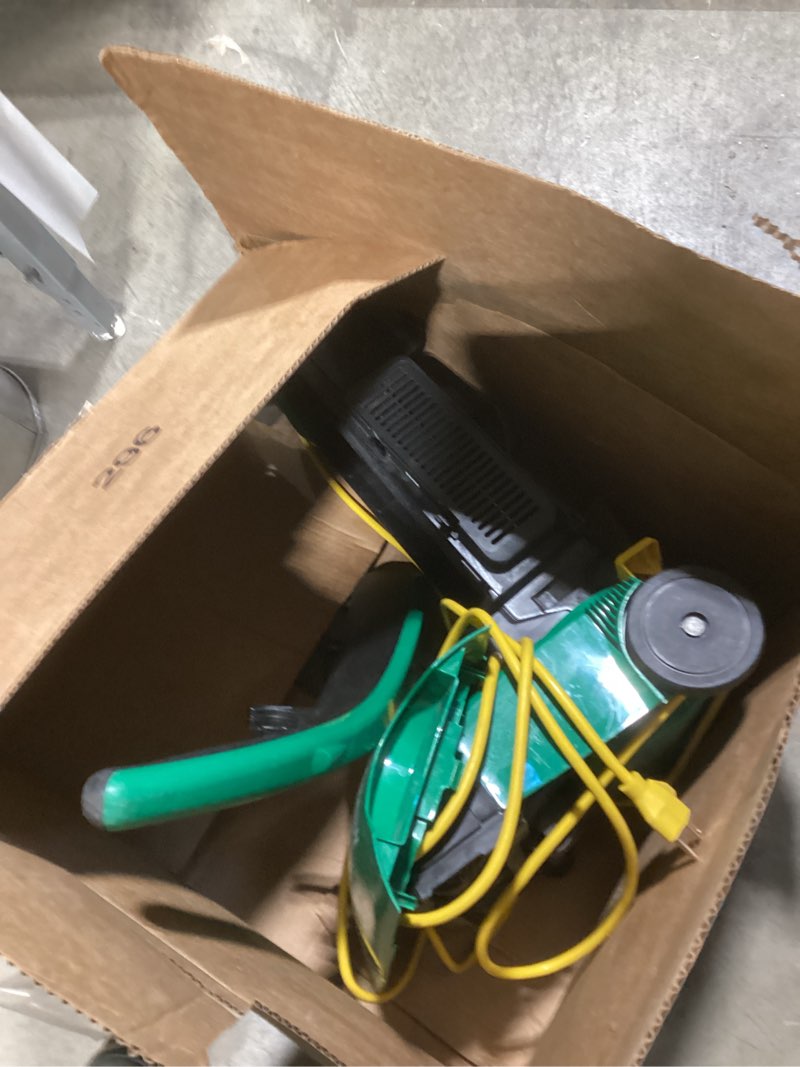 Condition photo showing As Is for bissell biggreen commercial powerforce bagged lightweight, upright, industrial, vacuum cleaner, bgu1451t
