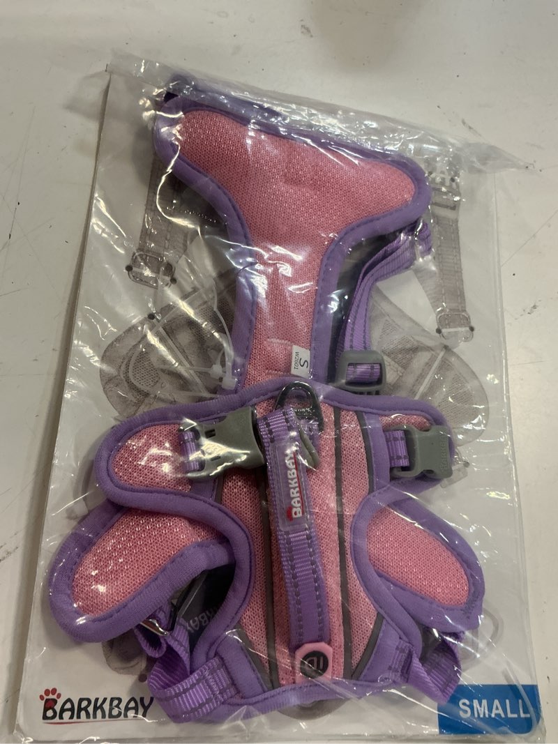 Condition photo showing New/Like New for barkbay no pull dog harness large reflective dog harness with front clip and easy control handle for walking training running with id tag pocket(baby pink & violet purple,s) baby pink & violet purple small