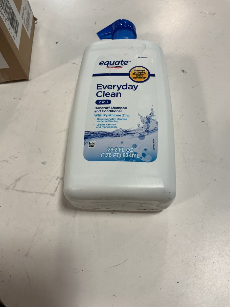 Condition photo showing As Is for equate everyday clean 2 in 1 dandruff shampoo and conditioner with pyrithione zinc, 28.2 fl oz