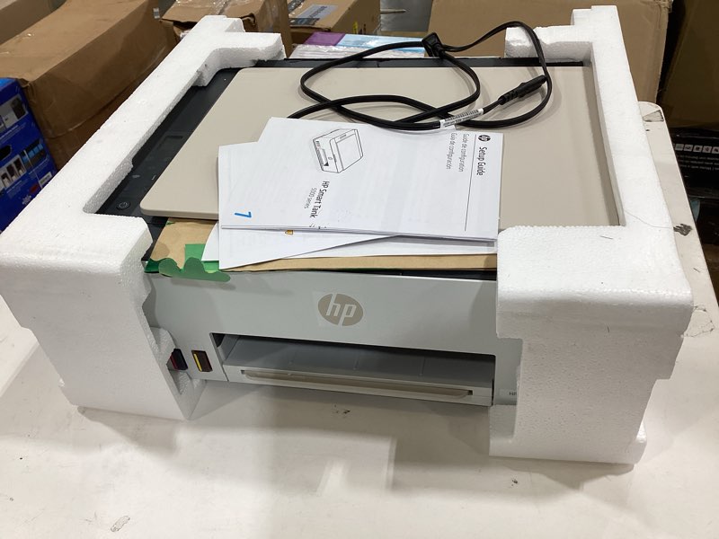 Condition photo showing As Is for hp smart tank 5000 wireless all-in-one ink tank printer, scanner, copier best-for-home, cartridge-free, refillable, ai-enabled, an ecotank alternative (5d1b6a)