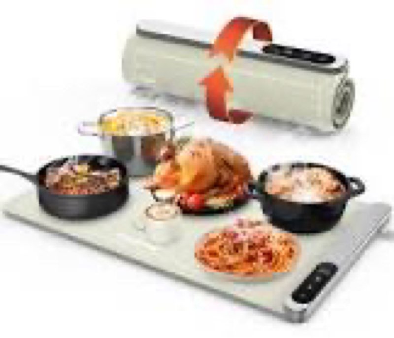 Chef Pi Food Warming Mat - Even Heating - Protects Countertop - Dishwasher Safe