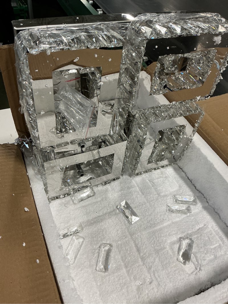 Condition photo showing As Is for Crystal Chandeliers Flush Mount Modern Chandelier Ceiling Lights Crystal Ceiling Light Square Fixtures for Bedroom Dining Room Hallway(Cool White)