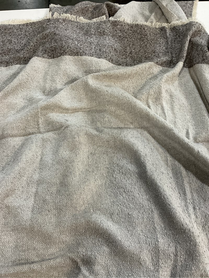 Condition photo showing Good Condition for silk cashmere striped boucle throw grey