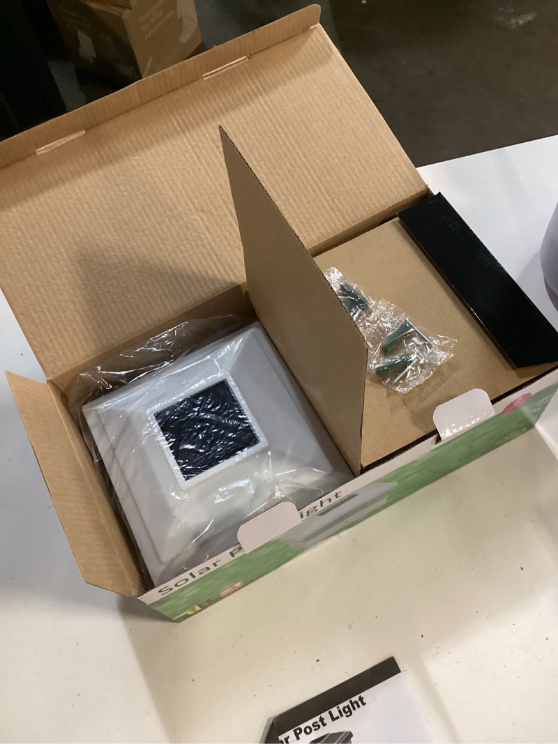 Condition photo showing New/Like New for iglow 2 pack white outdoor garden 5 x 5 solar led post deck cap square fence light landscape lamp lawn pvc vinyl wood