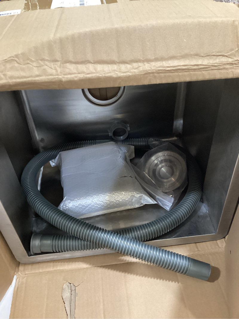 Condition photo showing Good Condition for Commercial Floor Mop Sink?Stainless Steel Mop Service Basin?Floor Mount Mop Sink,Vertical industrial Sinks for balconies laundry rooms industries Restaurants (17.7”×16.1”×21.6”inch)