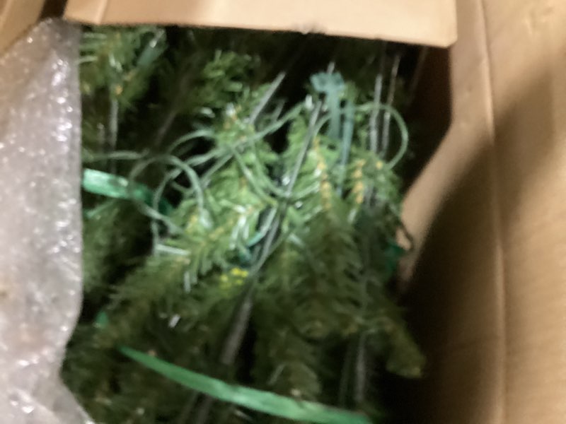 Condition photo showing As Is for National Tree Company 6.5 ft Pre-Lit Dunhill Fir Artificial Christmas Tree, 650 Clear Lights, 1,838 Tips, Includes Stand, Green 6ft 6in Tree