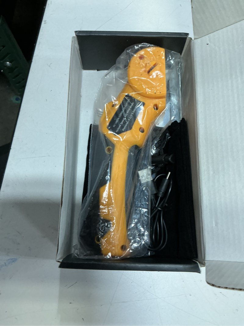 Condition photo showing New/Like New for Zeleki Cordless Electric Scissors: 4V Rechargeable Cardboard Cutter, 3 Blades, Safety Lock & LED Light, Box Cutter for Carton Carpet Plastic Fabric Leather(Yellow?