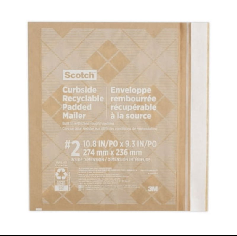 3m cr21 curbside recyclable padded mailer  #2  self-adhsve closure  interior dimensions: 10.8ae x 9.3ae  natural kraft  100/carton