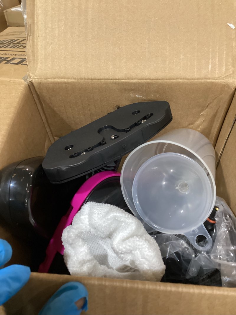 Condition photo showing As Is for olixis 10-in-1 steam mop, 1550w detachable handheld steam cleaner for floor cleaning, 16.4ft cord, 2 washable pads, multi-purpose floor steamer for hardwood, carpet, tile, grout, windows, black pink black pink 12.4"*6.89"*47.24"