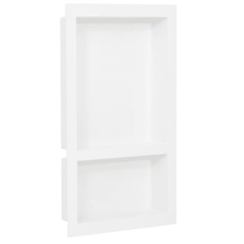 vidaXL Niche de Douche avec 2 Compartiments Étagère Salle Bain à Shampoing Savon Meuble Blanc Brillant 41x69x9 cm