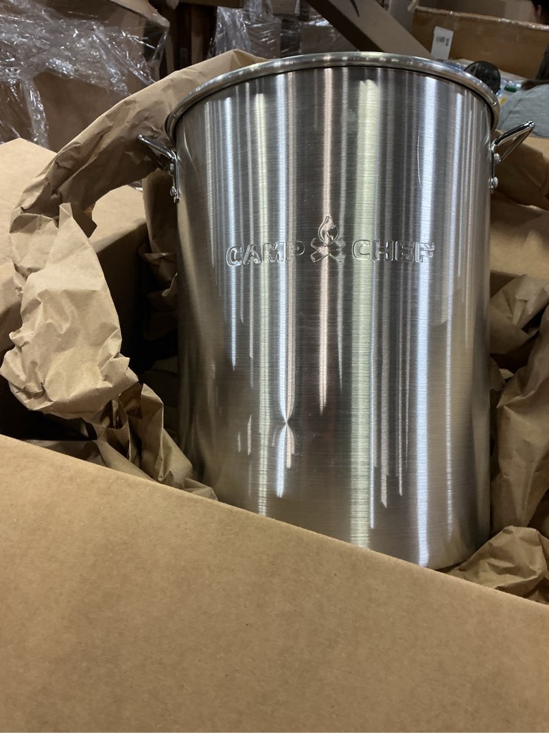 Condition photo showing Good Condition for GasOne Stainless Steel Stockpot – 20qt Stock Pot with Lid and Capsule Bottom – Heavy-Duty Cooking Pot for Beer Brewing, Soup, Seafood Boil – Satin Finish Stainless Steel Soup Pot