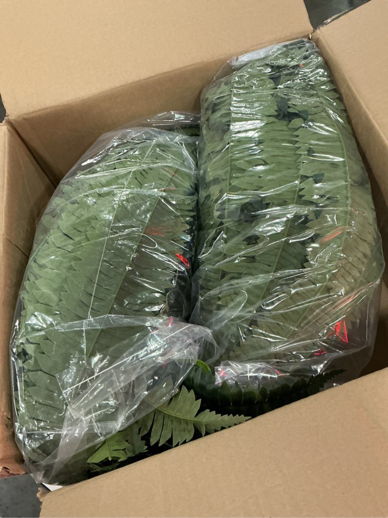 Condition photo showing Good Condition for 2 pcs 48 inch fake ferns, look real 101 leaves artificial boston ferns for outdoors large, lush uv resistant faux ferns for outdoor planter large, outdoor faux plants for porch patio home decor green 2 pcs