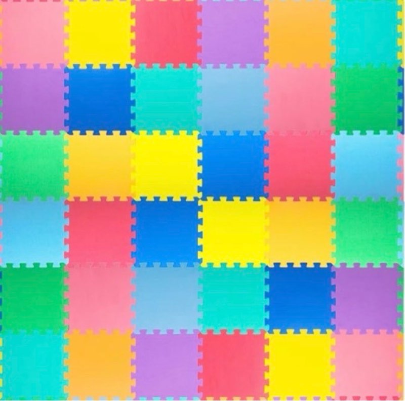 prosource baby play mat, soft foam floor tiles for kids, interlocking eva panels for playpen use, crawling development surface, safe non-toxic toddler flooring, 18 tiles, multicolor
