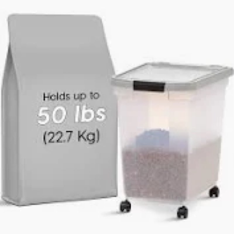 RIS WeatherPro Airtight Dog, Cat & Bird Food Storage Container, Clear/Gray, Large