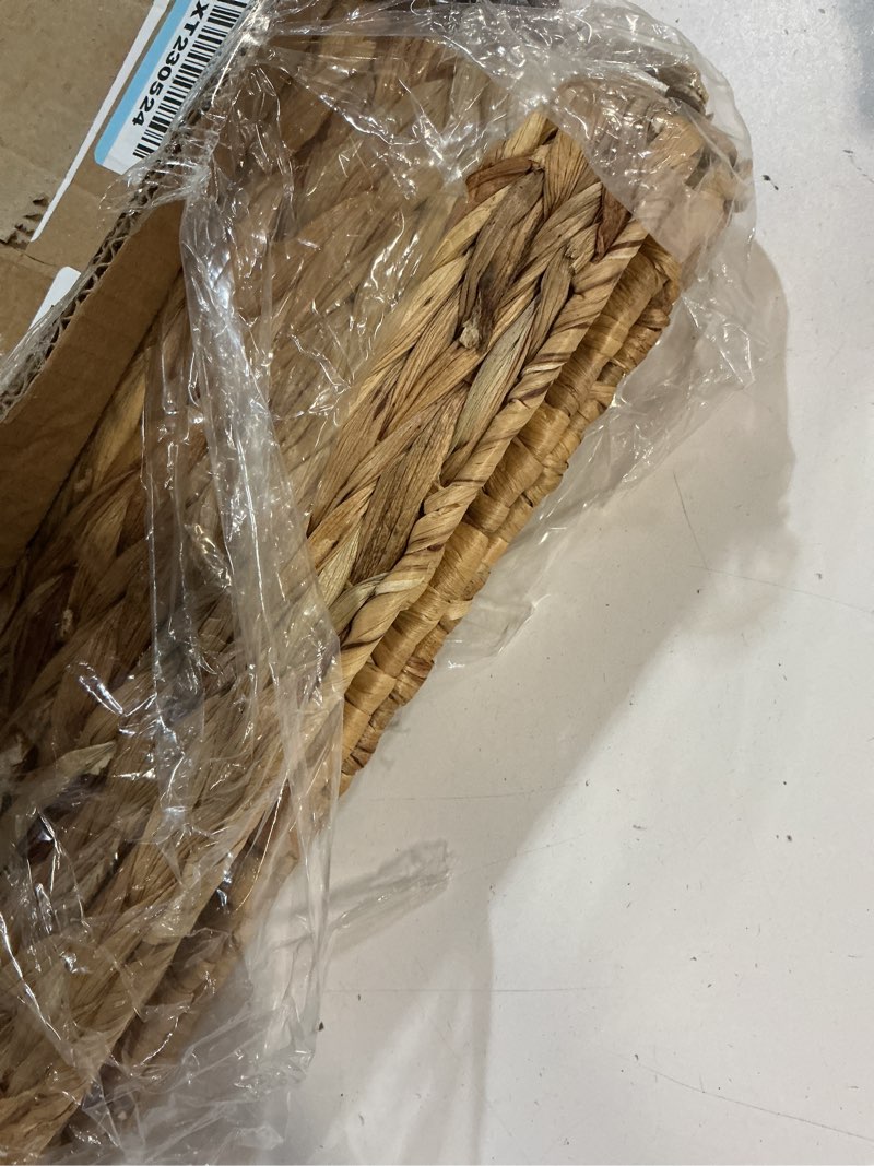 Condition photo showing Good Condition for wicker storage basket foldable hyacinth storage box set of 2, 12x12x12 inch - handmade woven basket for closet,shelf organization & decor
