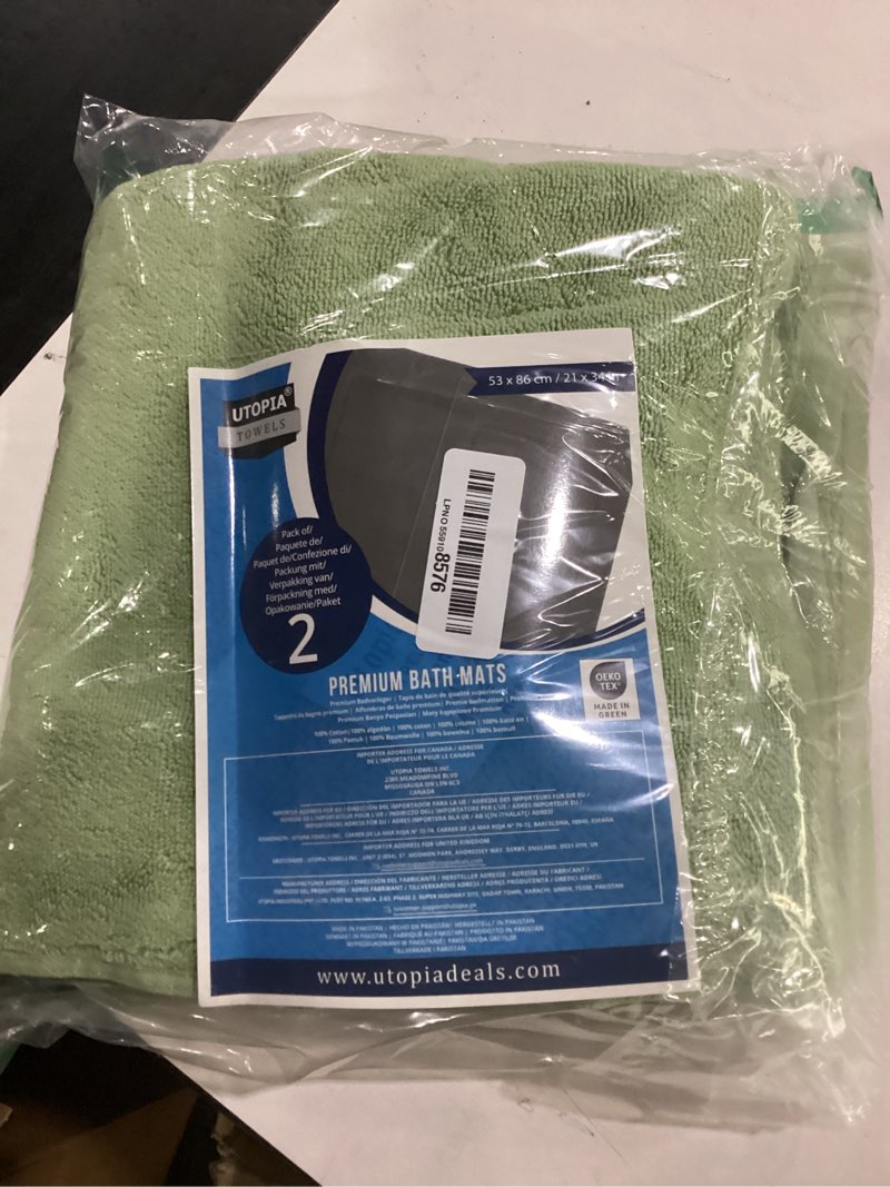 Condition photo showing Good Condition for utopia towels cotton banded rug, bath mats, not a bathroom rug, 21 by 34 inches, 100% ring spun cotton, highly absorbent shower bathroom floor mat,sage green, 2 pack 2 bath mats sage green