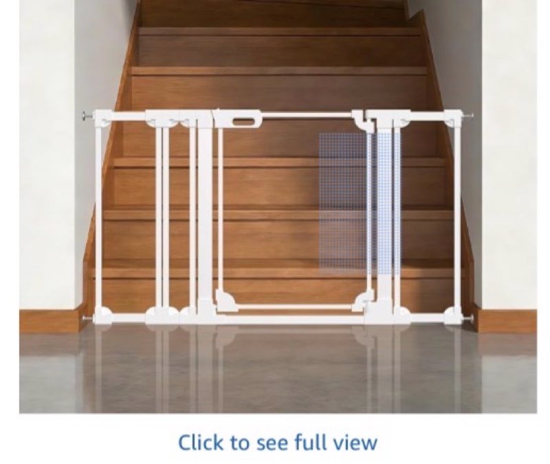 clear baby safety gate for stairs,48.42-57.08" wide, 30" tall pressure mounted acrylic pet gate, easy walk through auto close child gate for doorways and house white 48.42-57.08"