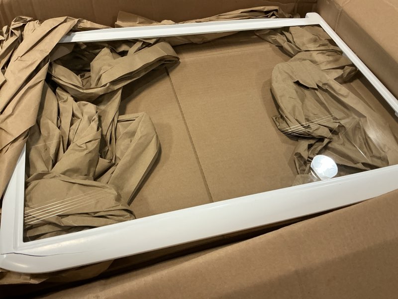 Condition photo showing As Is for lg aht73514302 refrigerator shelf genuine original equipment manufacturer (oem) part